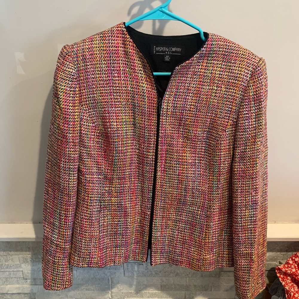Multicolored zip up blazer